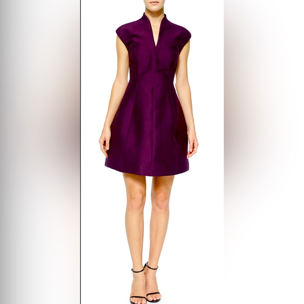 NWT! HALSTON HERITAGE Cap Sleeve Cocktail Dress In Port size 10